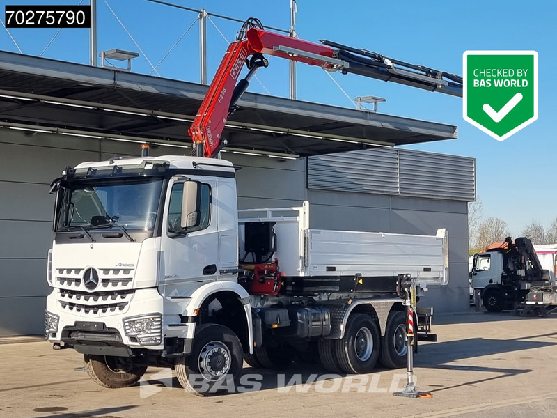Mercedes-Benz Arocs 3348 6X6 Full Steel Retarder Fassi 25T/M Crane Kran Euro 6 - Camión volquete, Camión grúa: foto 1 Mercedes-Benz Arocs 3348 6X6 Full Steel Retarder Fassi 25T/M Crane Kran Euro 6 - Camión volquete, Camión grúa: foto 1