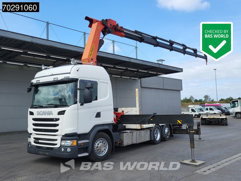 Scania G410 6X2 Palfinger 53002 SH Kran Crane Lift+steering ACC Navi Euro 6 - Camión caja abierta, Camión grúa: foto 1 Scania G410 6X2 Palfinger 53002 SH Kran Crane Lift+steering ACC Navi Euro 6 - Camión caja abierta, Camión grúa: foto 1