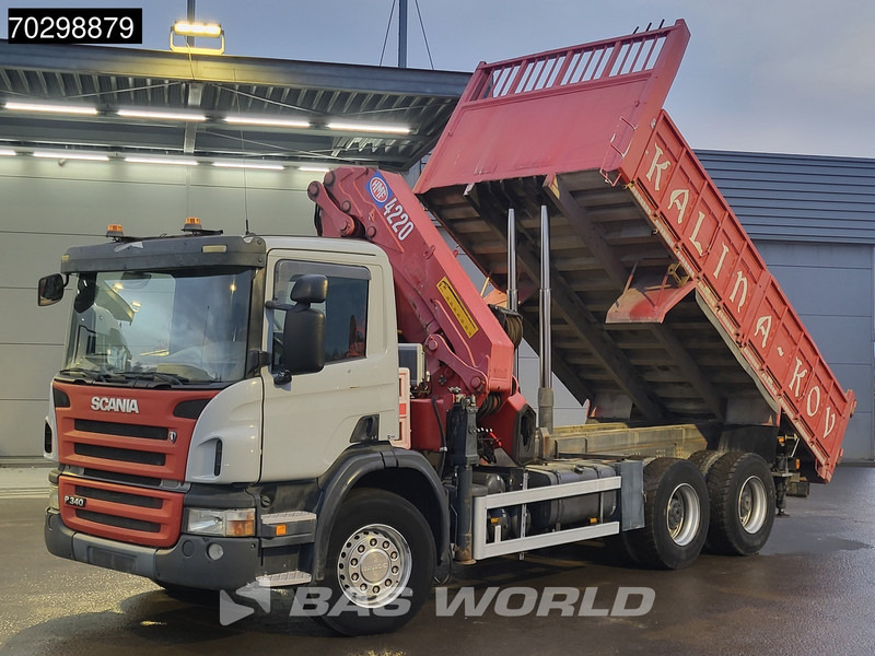 Scania P340 6X4 HMF 4220 K6 Crane Winch Tipper Full Steel Manual Gearbox - Camión volquete, Camión grúa: foto 2 Scania P340 6X4 HMF 4220 K6 Crane Winch Tipper Full Steel Manual Gearbox - Camión volquete, Camión grúa: foto 2