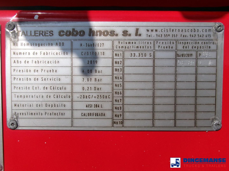 Semirremolque cisterna COBO Bitumen tank inox 34 m3 / 1 comp: foto 15 Semirremolque cisterna COBO Bitumen tank inox 34 m3 / 1 comp: foto 15