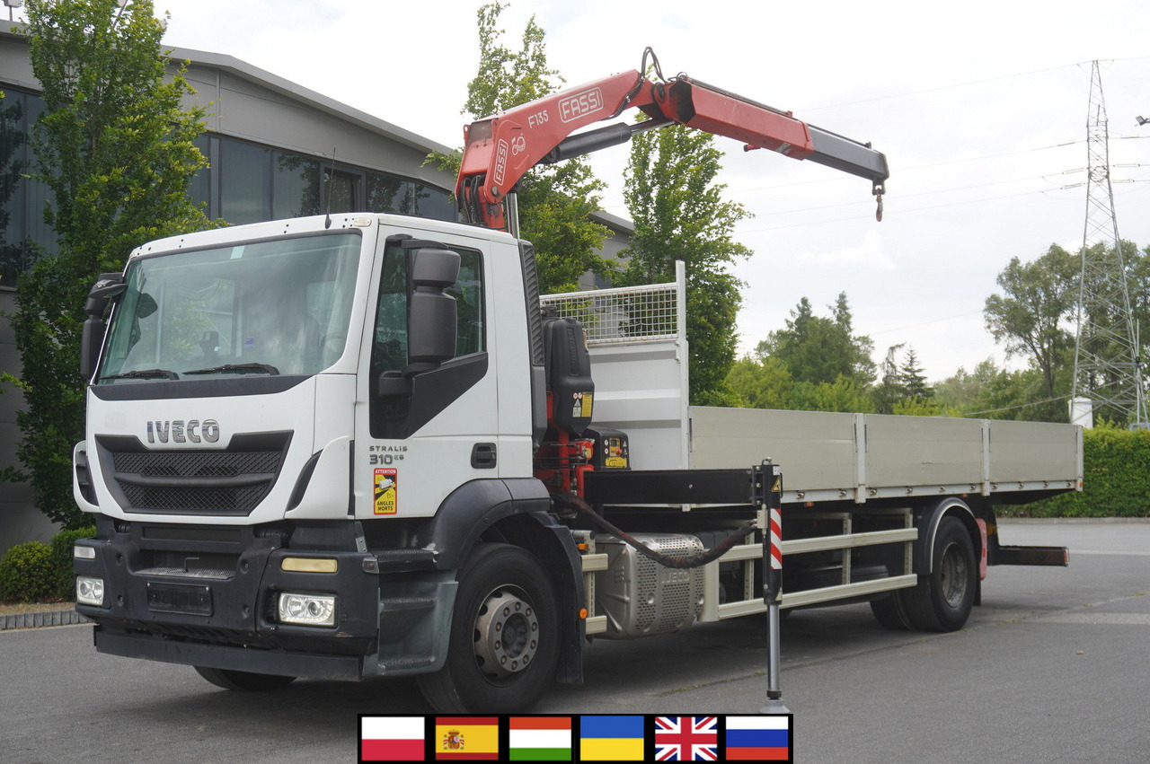 IVECO STRALIS 19.310 E6 / Flatbed 19 EPAL / FASSI F135 / 225 MTH! / 5.7 T - Camión grúa, Camión grúa: foto 1 IVECO STRALIS 19.310 E6 / Flatbed 19 EPAL / FASSI F135 / 225 MTH! / 5.7 T - Camión grúa, Camión grúa: foto 1