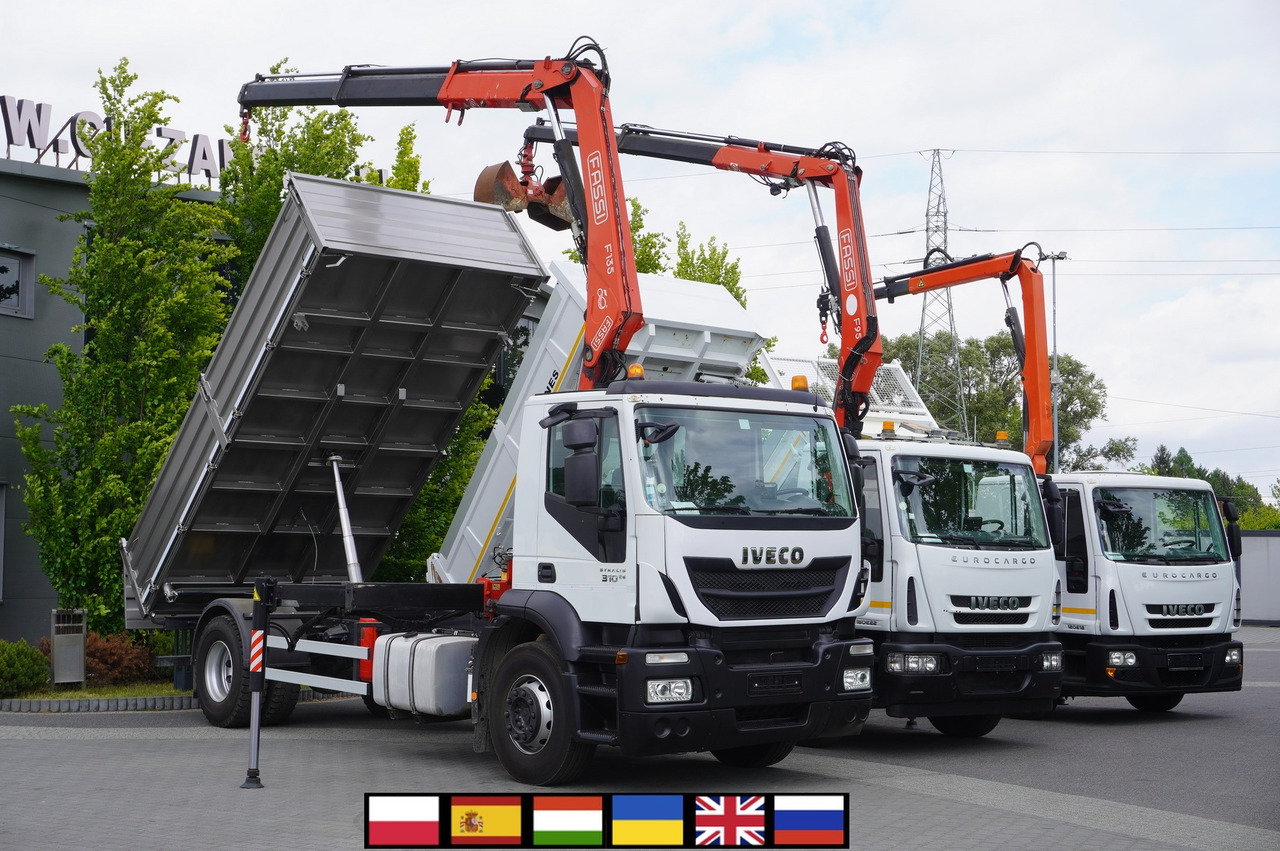 IVECO Stralis 310 E6 / NEW 3-sided tipper / Fassi F135 crane with remote control - Camión volquete, Camión grúa: foto 1 IVECO Stralis 310 E6 / NEW 3-sided tipper / Fassi F135 crane with remote control - Camión volquete, Camión grúa: foto 1