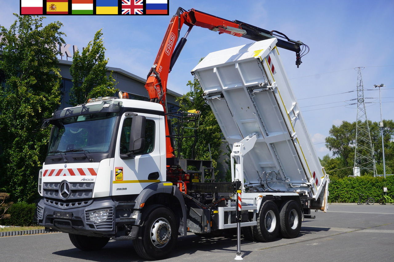 MERCEDES-BENZ AROCS 2636 / Fassi F155A.0.22 crane 6t / 120 tho. km / 3-sided dump truck / 2 x Bordmatic - Camión grúa: foto 1 MERCEDES-BENZ AROCS 2636 / Fassi F155A.0.22 crane 6t / 120 tho. km / 3-sided dump truck / 2 x Bordmatic - Camión grúa: foto 1