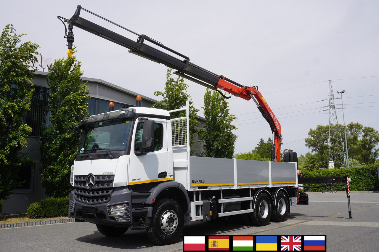 MERCEDES-BENZ Arocs 2633 flatbed truck / Crane FASSI F155A.0.23 / REMOTE CONTROL / 230,000 km - Camión caja abierta, Camión grúa: foto 1 MERCEDES-BENZ Arocs 2633 flatbed truck / Crane FASSI F155A.0.23 / REMOTE CONTROL / 230,000 km - Camión caja abierta, Camión grúa: foto 1