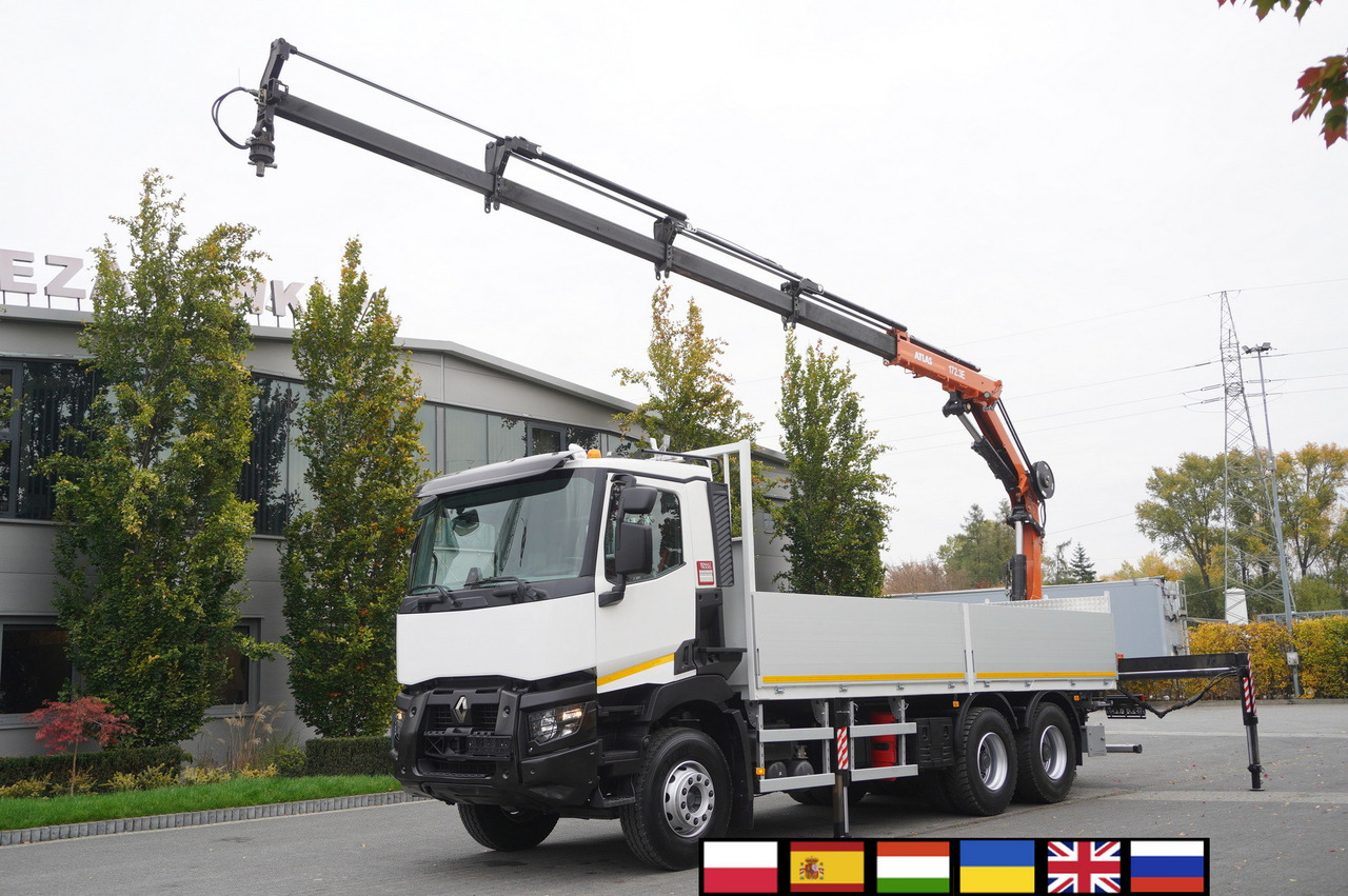 RENAULT C380 Comfort 6x4 / Atlas 172.3E crane / Range 12.3 m / capacity 6.1 t / Flatbed 17 EPAL - Camión grúa: foto 1 RENAULT C380 Comfort 6x4 / Atlas 172.3E crane / Range 12.3 m / capacity 6.1 t / Flatbed 17 EPAL - Camión grúa: foto 1
