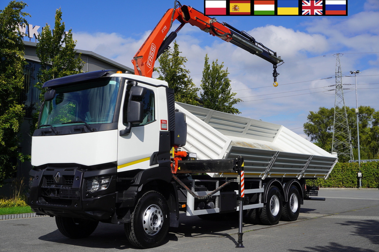 RENAULT K380 6×4 / FASSI F175 crane 7.85 t / 120 thousand km! / 2-sided tipper - Camión volquete, Camión grúa: foto 1 RENAULT K380 6×4 / FASSI F175 crane 7.85 t / 120 thousand km! / 2-sided tipper - Camión volquete, Camión grúa: foto 1