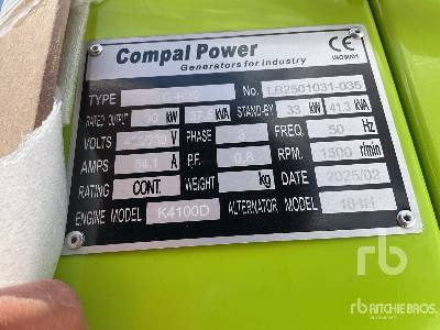 COMPAL VG-R30 41 kVA (Unused) - Generador industriale: foto 5 COMPAL VG-R30 41 kVA (Unused) - Generador industriale: foto 5