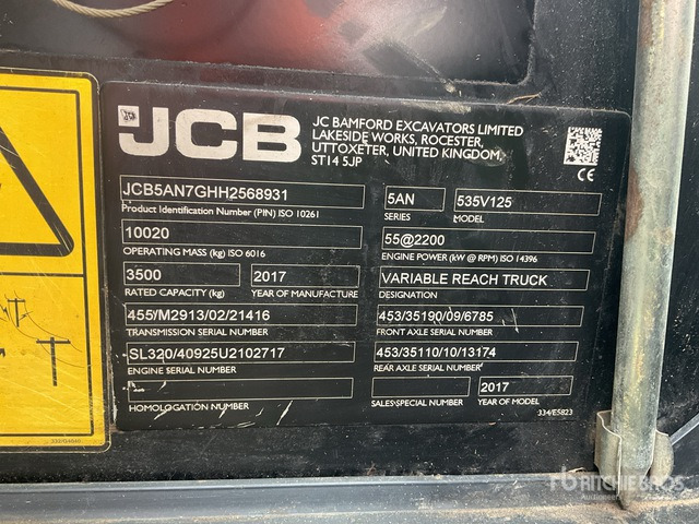 2017 JCB 535-125 Telehandler - Manipulador telescópico: foto 2 2017 JCB 535-125 Telehandler - Manipulador telescópico: foto 2