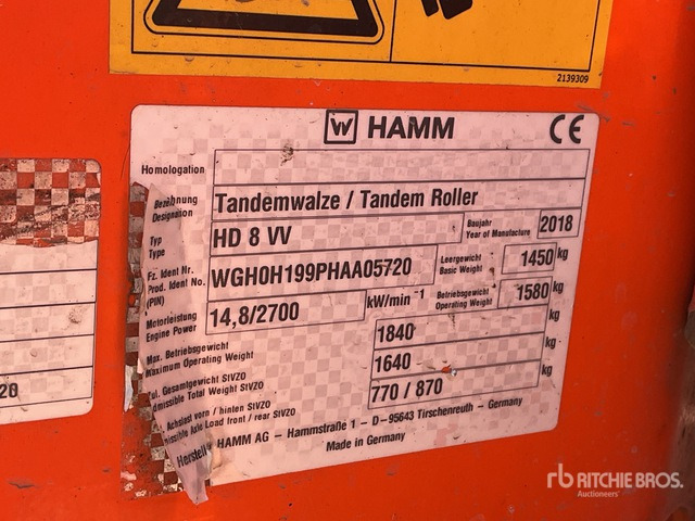 2018 Hamm HD8VV Double Drum Roller - Rodillo: foto 1 2018 Hamm HD8VV Double Drum Roller - Rodillo: foto 1