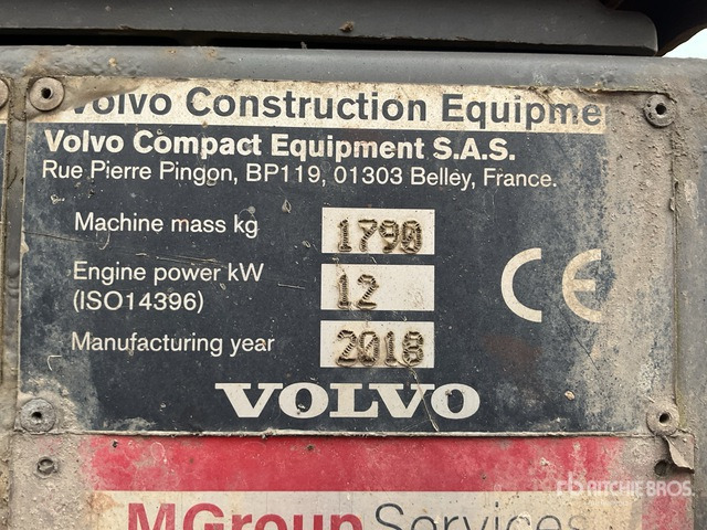 2018 Volvo EC18D Mini Excavator:  <6.6t - Miniexcavadora: foto 4 2018 Volvo EC18D Mini Excavator:  <6.6t - Miniexcavadora: foto 4