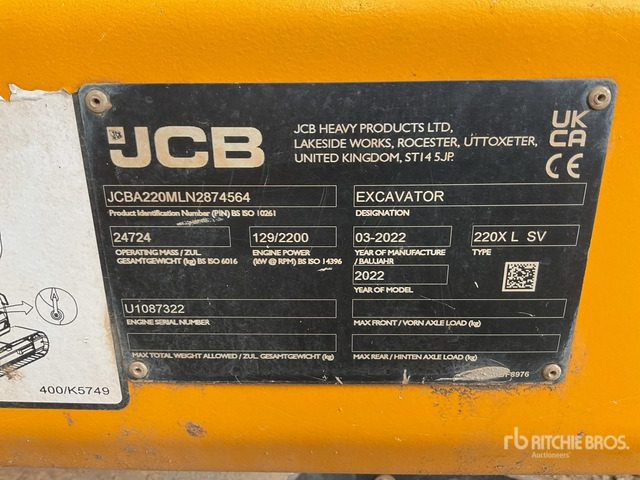 2022 JCB 220X LC MONO SV Tracked Excavator - Excavadora de cadenas: foto 1 2022 JCB 220X LC MONO SV Tracked Excavator - Excavadora de cadenas: foto 1