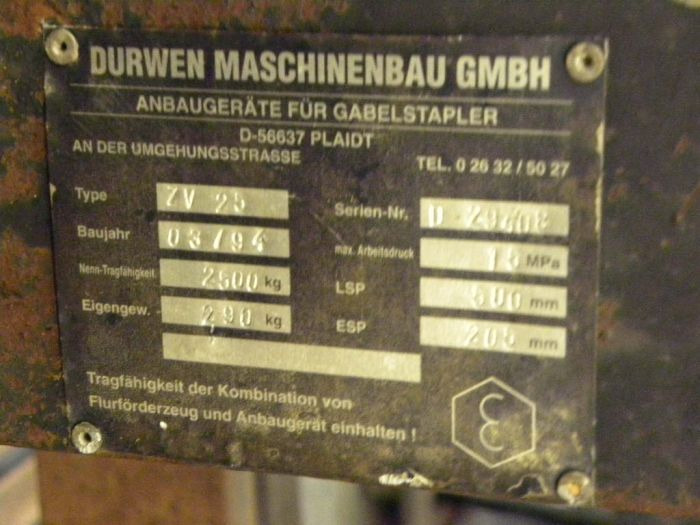 Dürwen Fork positioner - Implemento para Equipo de manutención: foto 2 Dürwen Fork positioner - Implemento para Equipo de manutención: foto 2