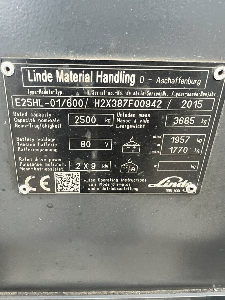 Carretilla elevadora eléctrica Linde E25/600HL (387): foto 19