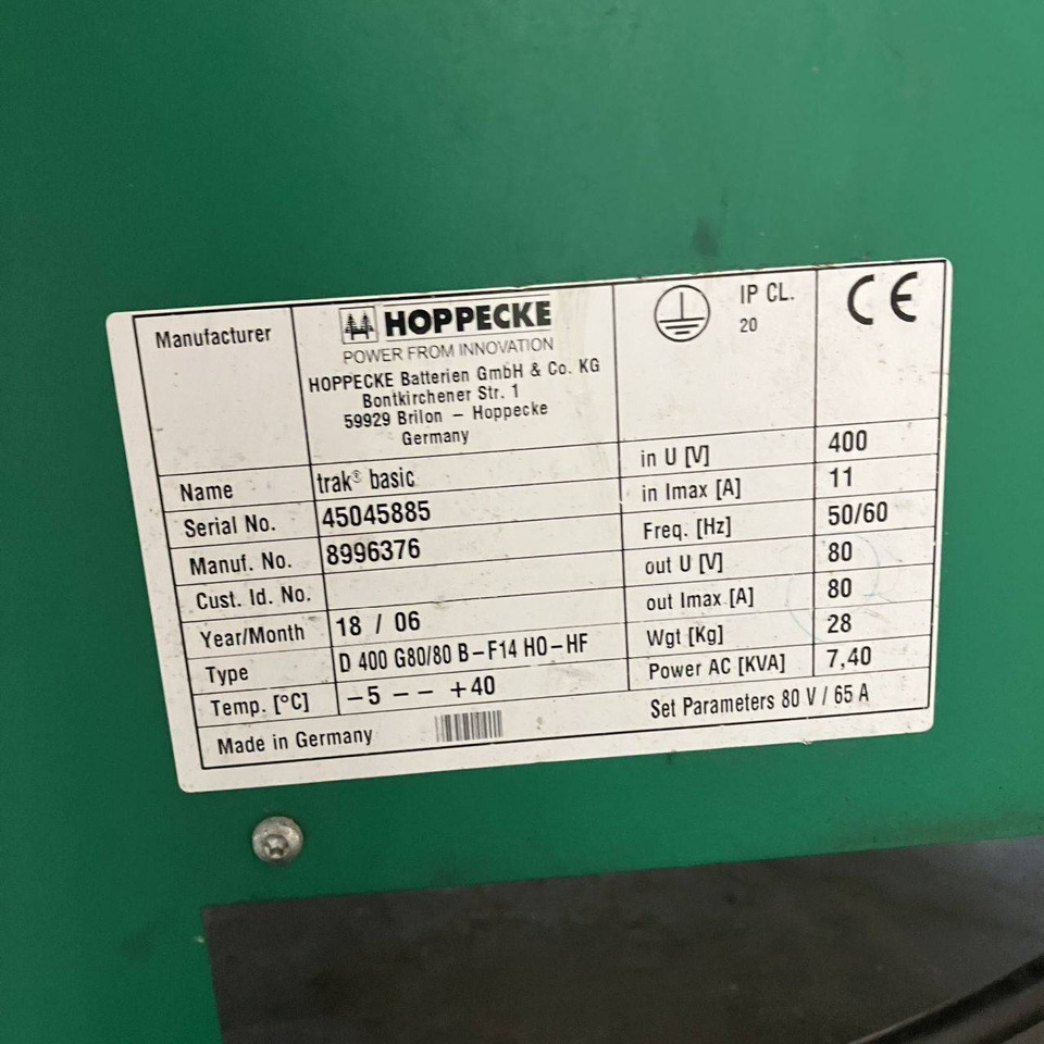 Piezas de recambio para Equipo de manutención Hoppecke D 400 G80/80 B-F14 H0-HF Trak Air (5): foto 6