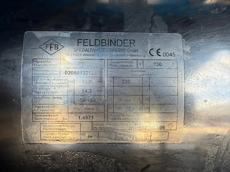 Semirremolque cisterna Feldbinder 34m3 Veevoeder Vogelsang-pomp, Coating binnenzijde: foto 15