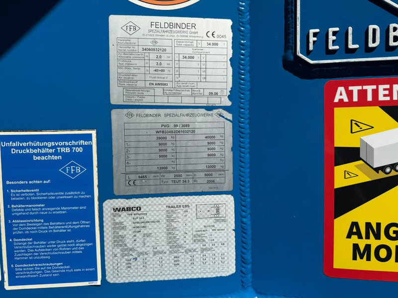 Semirremolque cisterna Feldbinder 34m3 Veevoeder Vogelsang-pomp, Coating binnenzijde: foto 12