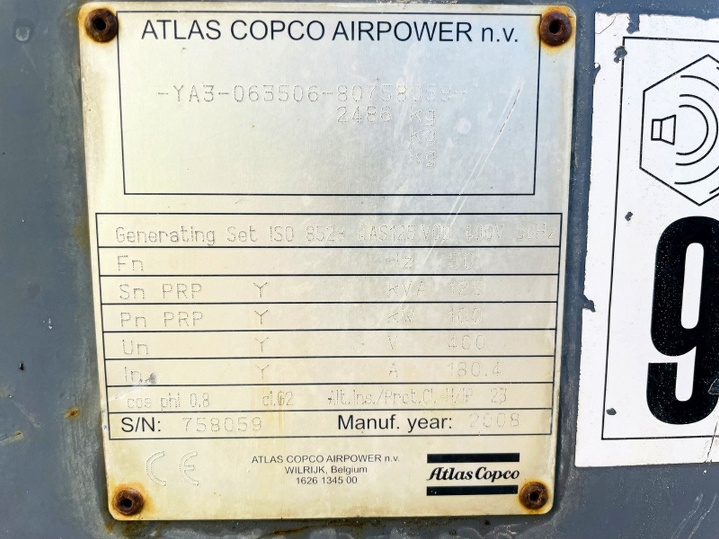 Atlas Copco QAS125 (3945) - Generador industriale: foto 3 Atlas Copco QAS125 (3945) - Generador industriale: foto 3