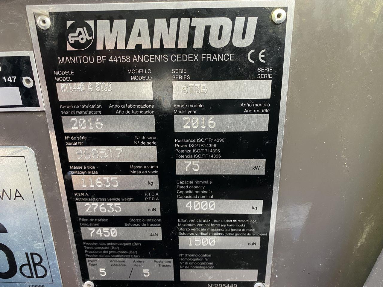 Manipulador telescópico Manitou MT1440A ST3B: foto 10