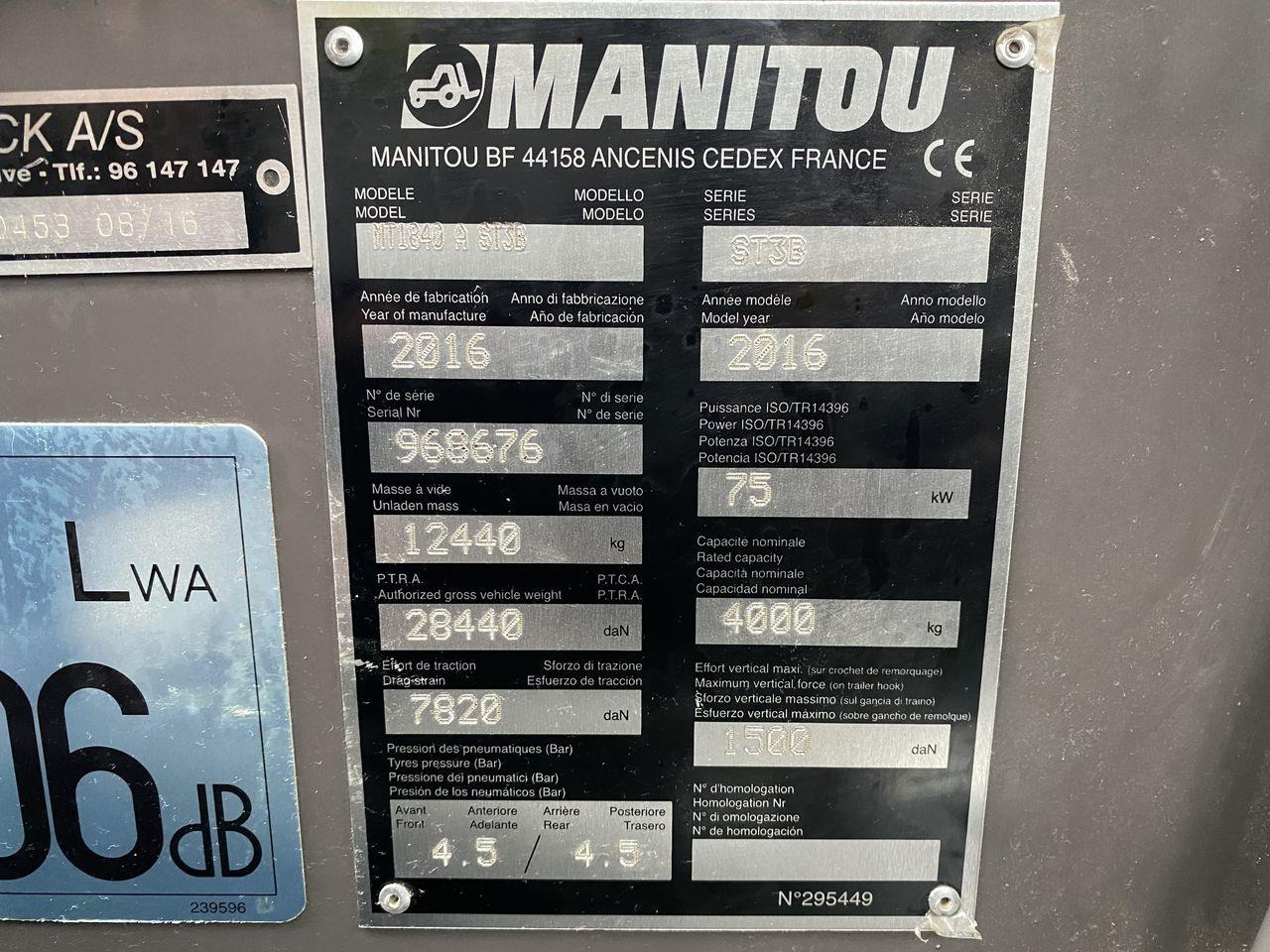 Manipulador telescópico Manitou MT1840A ST3B: foto 10 Manipulador telescópico Manitou MT1840A ST3B: foto 10