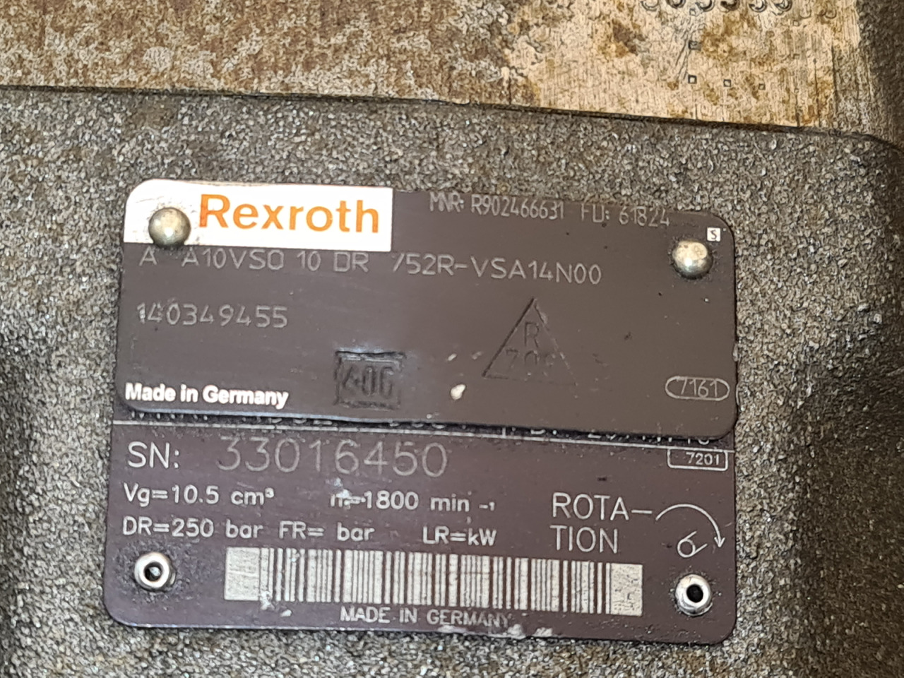 REXROTH HYDRAULIC PUMP / A10VSO28DR 1 / A10VSO10DR - Bomba hidráulica: foto 4 REXROTH HYDRAULIC PUMP / A10VSO28DR 1 / A10VSO10DR - Bomba hidráulica: foto 4