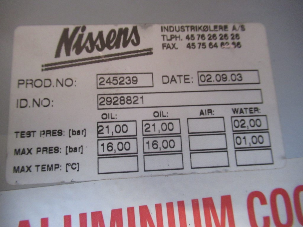 Nissens 2928821 - - Radiador para Maquinaria de construcción: foto 4 Nissens 2928821 - - Radiador para Maquinaria de construcción: foto 4