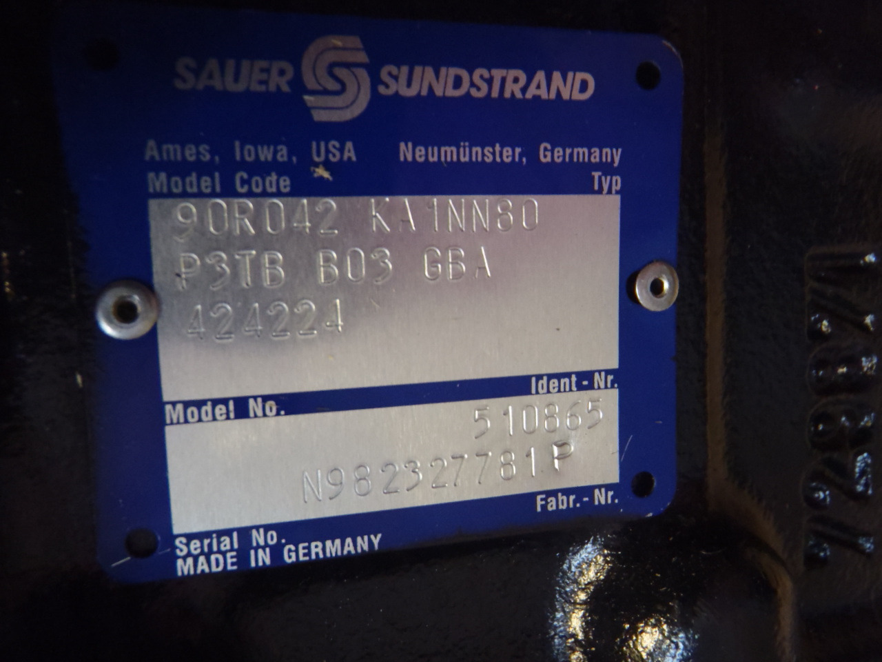 Sauer Sundstrand 90R042 KA1NN80 - - Bomba hidráulica para Maquinaria de construcción: foto 3 Sauer Sundstrand 90R042 KA1NN80 - - Bomba hidráulica para Maquinaria de construcción: foto 3