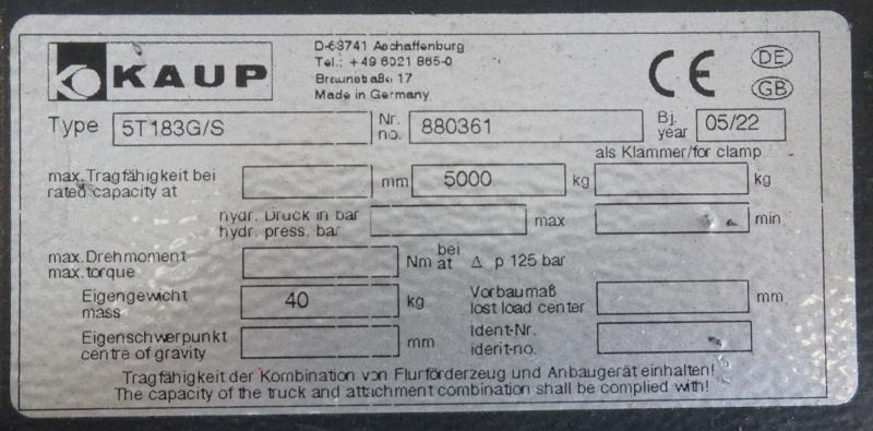 KAUP 5T183G/S - Implemento para Equipo de manutención: foto 4 KAUP 5T183G/S - Implemento para Equipo de manutención: foto 4
