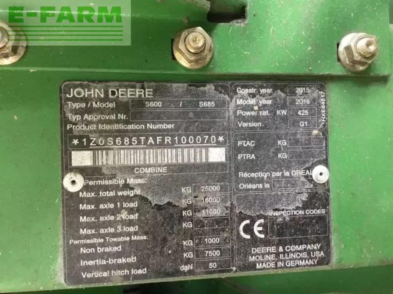 John Deere s685i my16 prod 20 - Cosechadora de granos: foto 5 John Deere s685i my16 prod 20 - Cosechadora de granos: foto 5