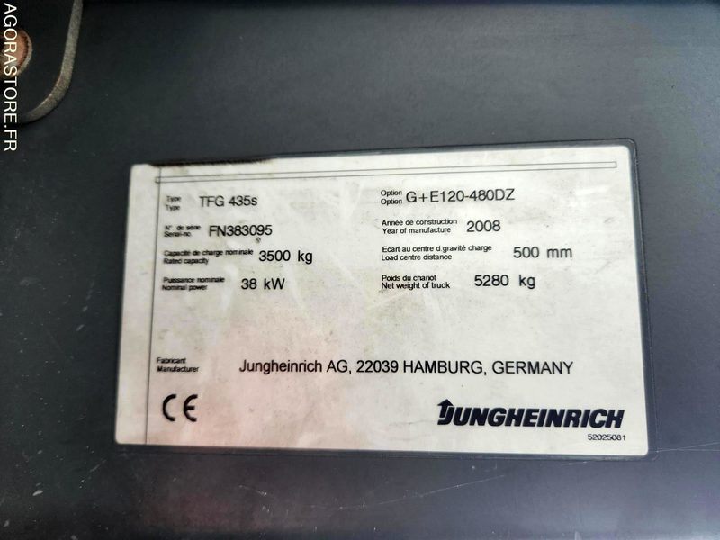 CHARIOT JUNGHEINRICH DFG 435s 480DZ - 2008 / 3260 HEURES - Carretilla elevadora de gas: foto 4 CHARIOT JUNGHEINRICH DFG 435s 480DZ - 2008 / 3260 HEURES - Carretilla elevadora de gas: foto 4