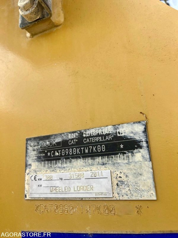 Chargeuse sur pneus CAT 980K de 2011 - 28 746 heures - Cargadora: foto 4 Chargeuse sur pneus CAT 980K de 2011 - 28 746 heures - Cargadora: foto 4
