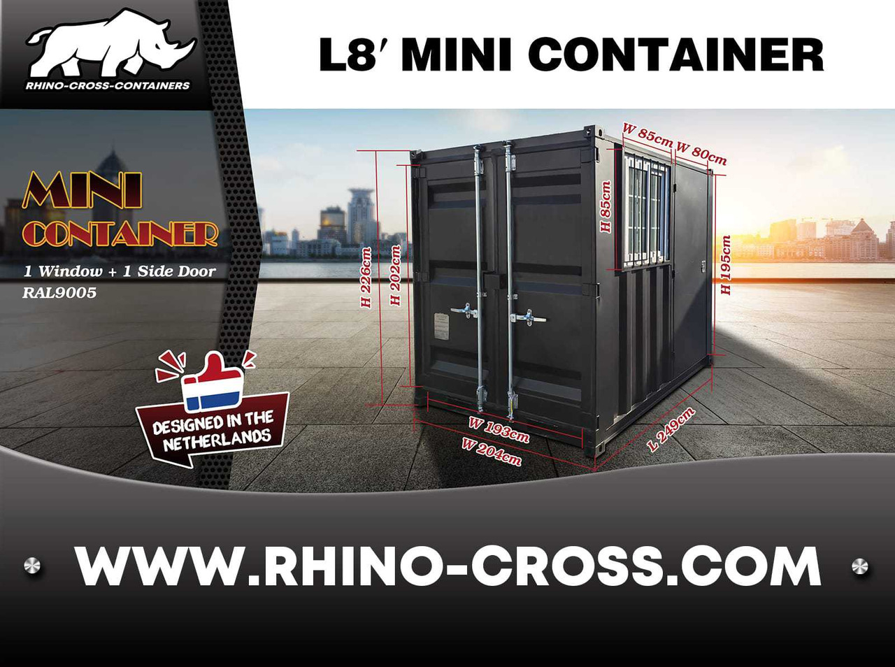 Contenedor marítimo Rhino-Cross-Containers 8ft Zwart: foto 6
