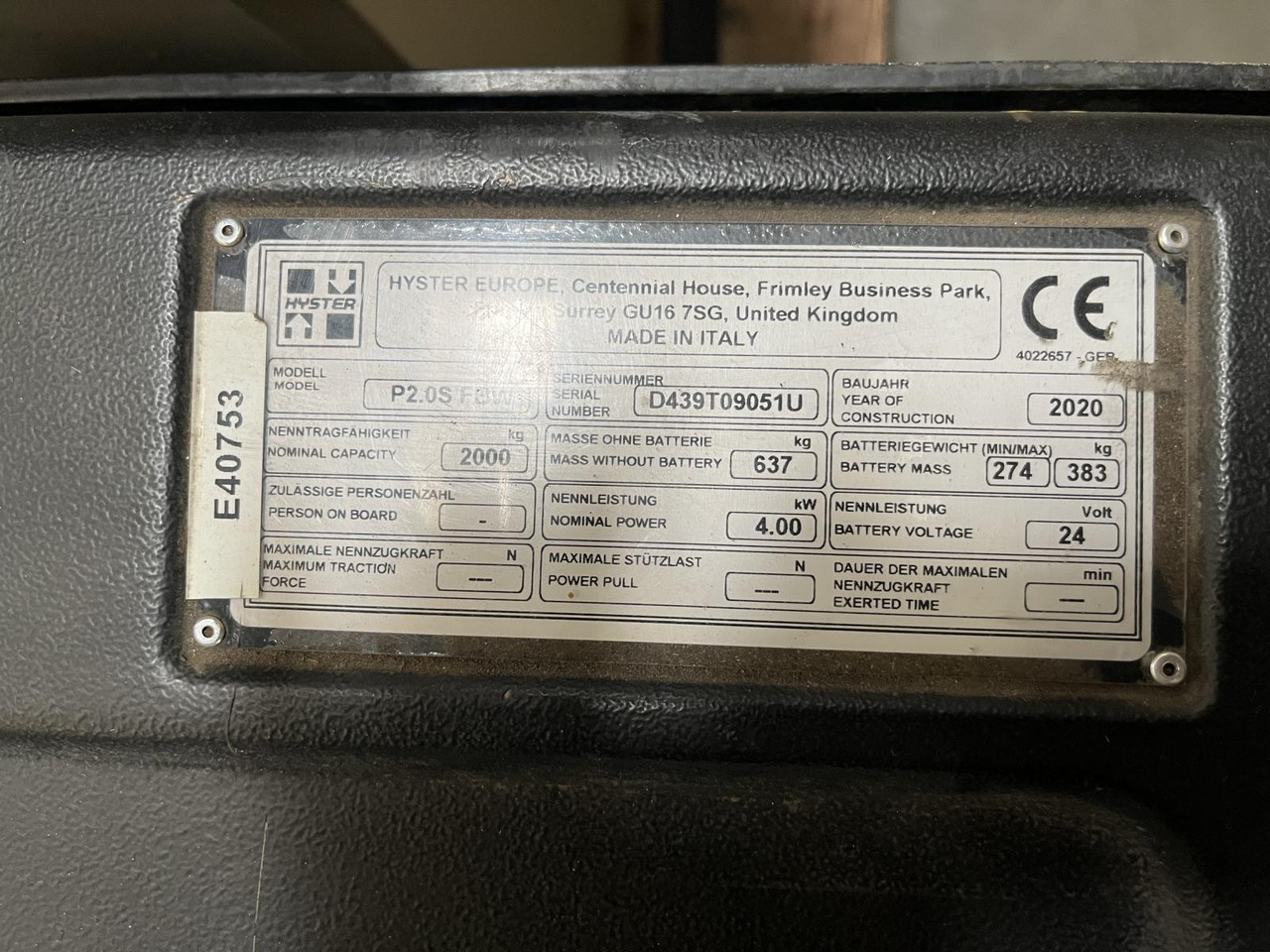 Hyster P2.0S FBW - Transpaleta: foto 4 Hyster P2.0S FBW - Transpaleta: foto 4