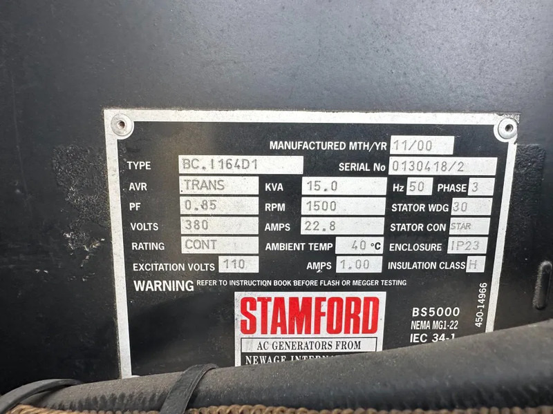 Generador industriale Atlas-Copco QAS 14 Yanmar Stamford 15 kVA Silent generatorset: foto 11