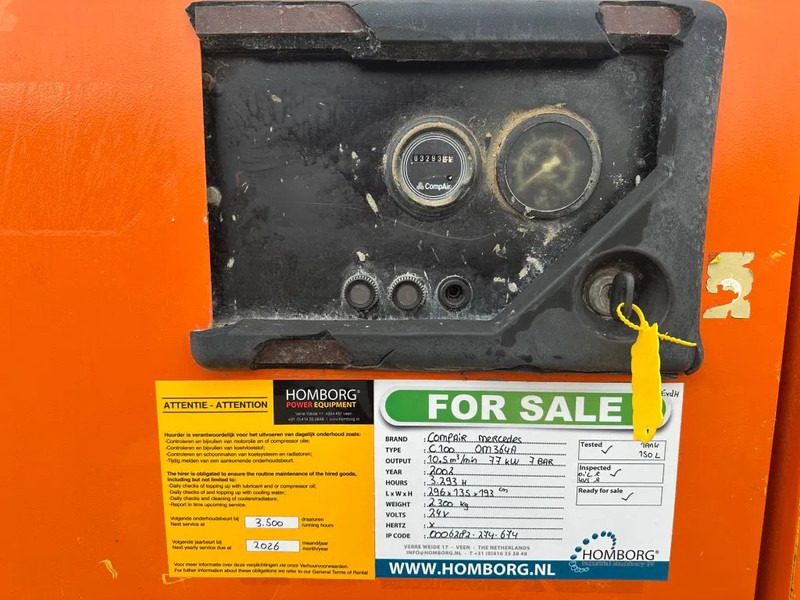 Compair C100 Mercedes OM 364 A 10.5 m3 / min 77 kW 7 Bar Silent Diesel Compressor - Compresor de aire: foto 5 Compair C100 Mercedes OM 364 A 10.5 m3 / min 77 kW 7 Bar Silent Diesel Compressor - Compresor de aire: foto 5
