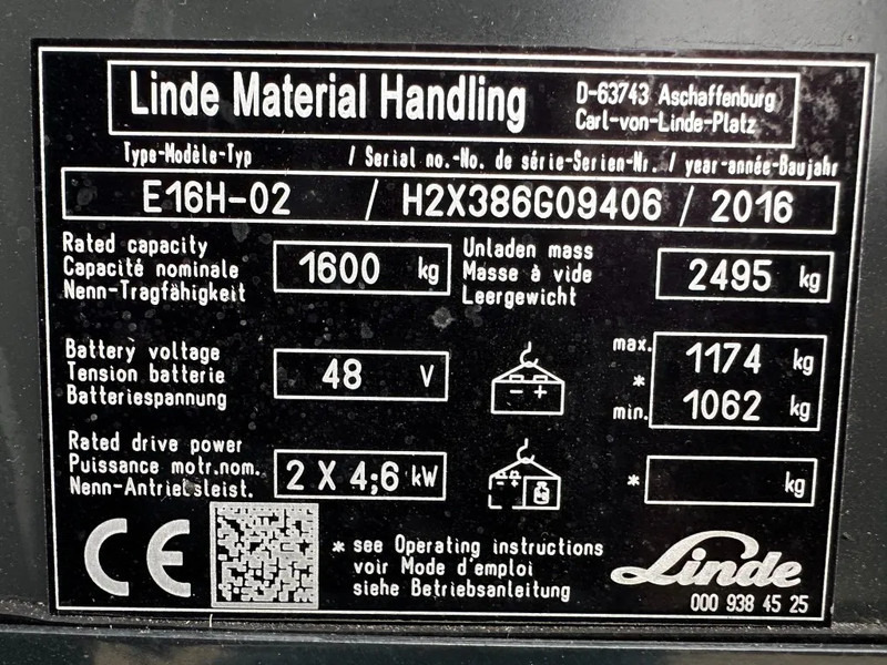 Linde E16H-02 1.6 ton Triplex Freelift Sideshift Elektra Heftruck 2016 - Carretilla elevadora eléctrica: foto 4 Linde E16H-02 1.6 ton Triplex Freelift Sideshift Elektra Heftruck 2016 - Carretilla elevadora eléctrica: foto 4