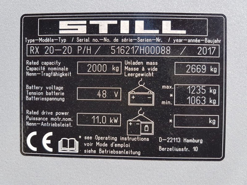Still RX 20-20 2 ton Triplex Freelift Sideshift Elektra Heftruck - Carretilla elevadora eléctrica: foto 4 Still RX 20-20 2 ton Triplex Freelift Sideshift Elektra Heftruck - Carretilla elevadora eléctrica: foto 4