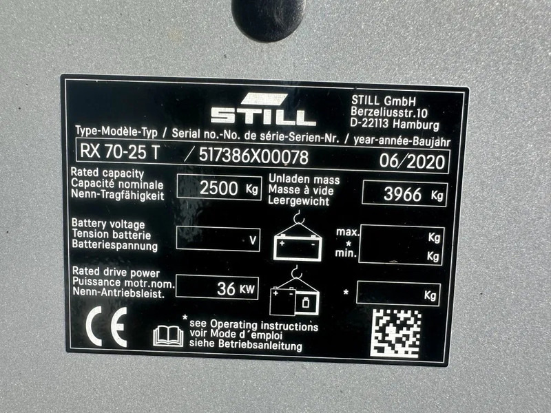 Still RX70-25 T 2.5 ton Duplex Sideshift LPG Heftruck 2020 - Carretilla elevadora de gas: foto 3 Still RX70-25 T 2.5 ton Duplex Sideshift LPG Heftruck 2020 - Carretilla elevadora de gas: foto 3