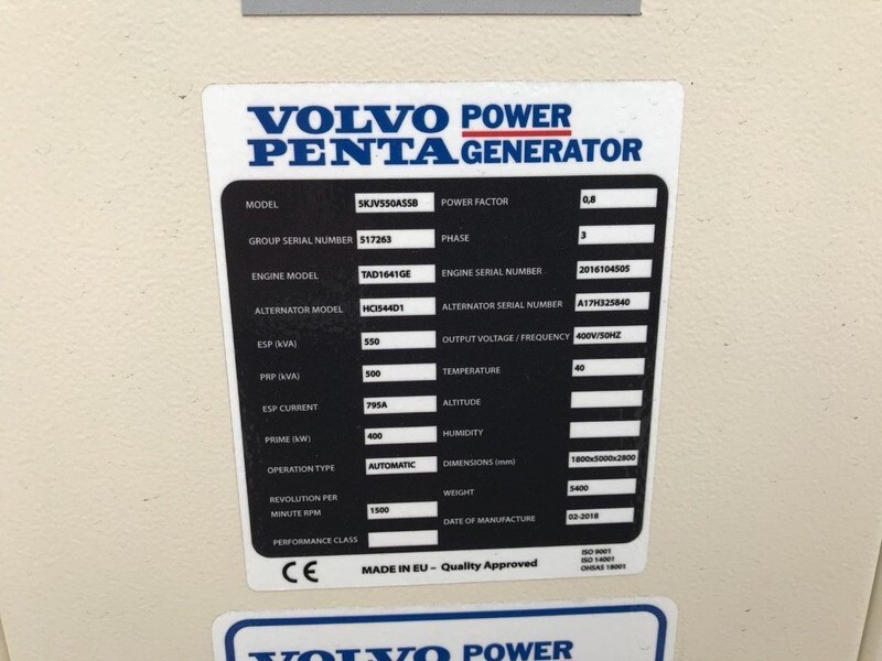 Volvo Stamford 550 KVA TAD 1641 GE Super Silent Nieuw - Generador industriale: foto 4 Volvo Stamford 550 KVA TAD 1641 GE Super Silent Nieuw - Generador industriale: foto 4