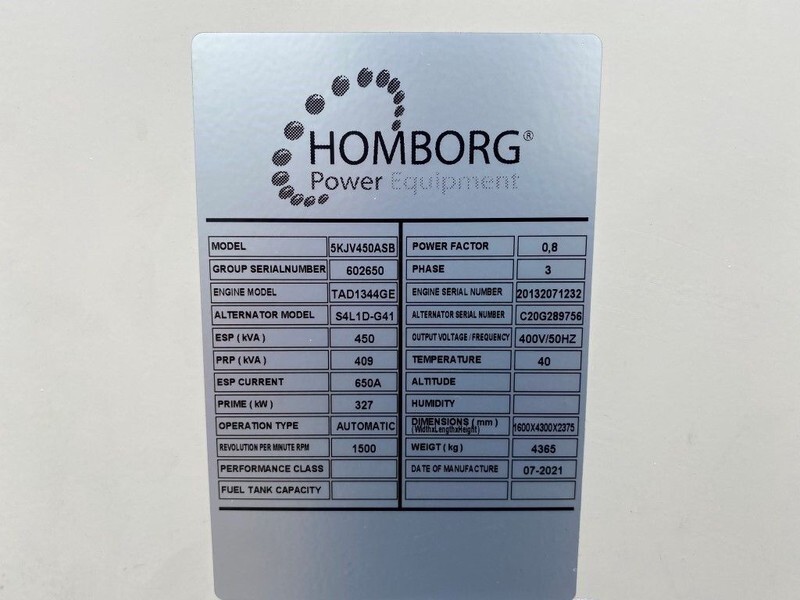 Volvo TAD 1344 GE Stamford 450 kVA Supersilent generatorset New ! - Generador industriale: foto 3 Volvo TAD 1344 GE Stamford 450 kVA Supersilent generatorset New ! - Generador industriale: foto 3