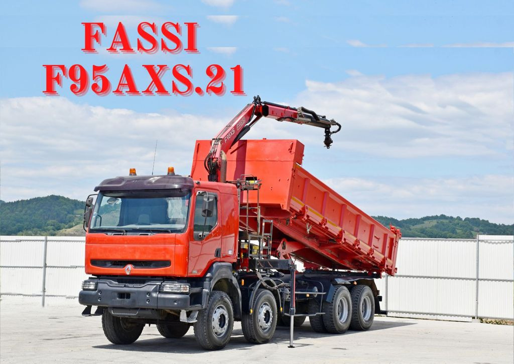 Renault KERAX 420 DCI Kipper 6,30m+FASSI F95AXS.21+FUNK - Camión grúa, Camión volquete: foto 1 Renault KERAX 420 DCI Kipper 6,30m+FASSI F95AXS.21+FUNK - Camión grúa, Camión volquete: foto 1