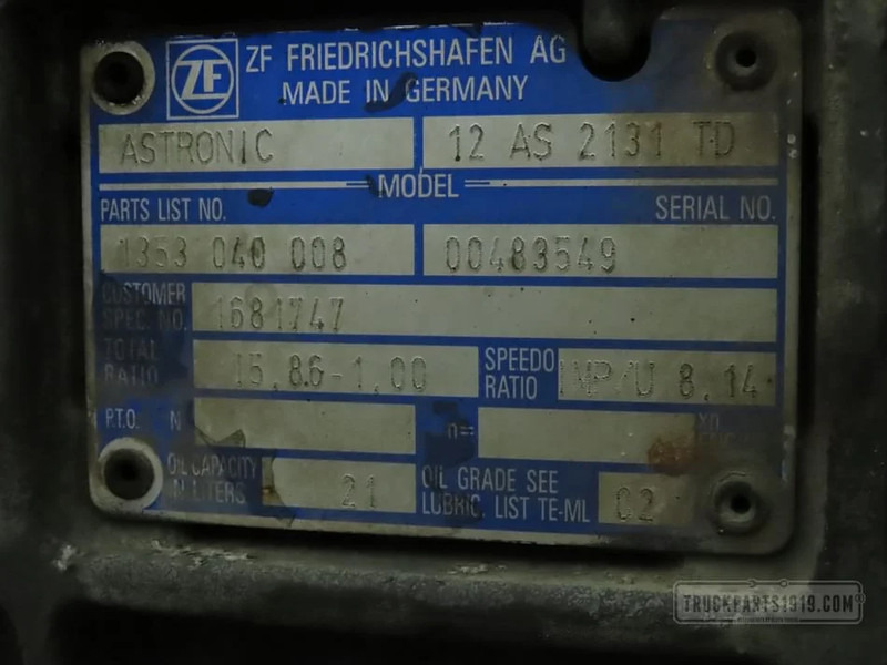 DAF Gearbox & Clutch Parts Versnellingsbak 12AS2131TD DAF - Caja de cambios para Camión: foto 3 DAF Gearbox & Clutch Parts Versnellingsbak 12AS2131TD DAF - Caja de cambios para Camión: foto 3