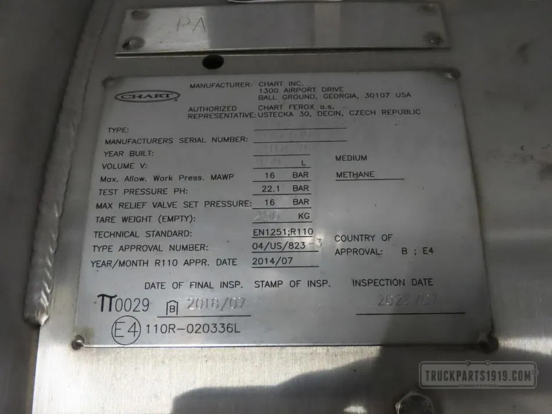 Scania 2859386 LNG tank 406L - Depósito de combustible para Camión: foto 3 Scania 2859386 LNG tank 406L - Depósito de combustible para Camión: foto 3