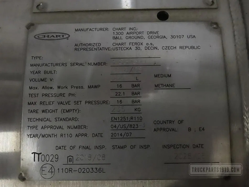 Scania 2859387 LNG tank 352L - Depósito de combustible para Camión: foto 3 Scania 2859387 LNG tank 352L - Depósito de combustible para Camión: foto 3