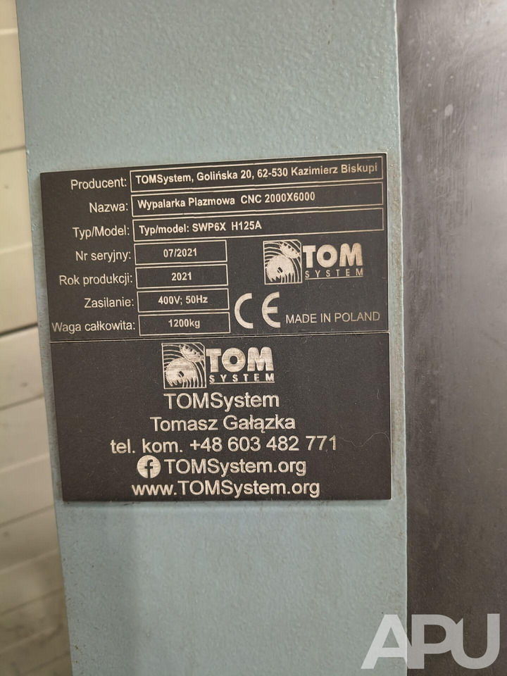 Maquinaria industrial TOP SYSTEM SWP6X H125A  WYPALARKA PLAZMOWA CNC: foto 15