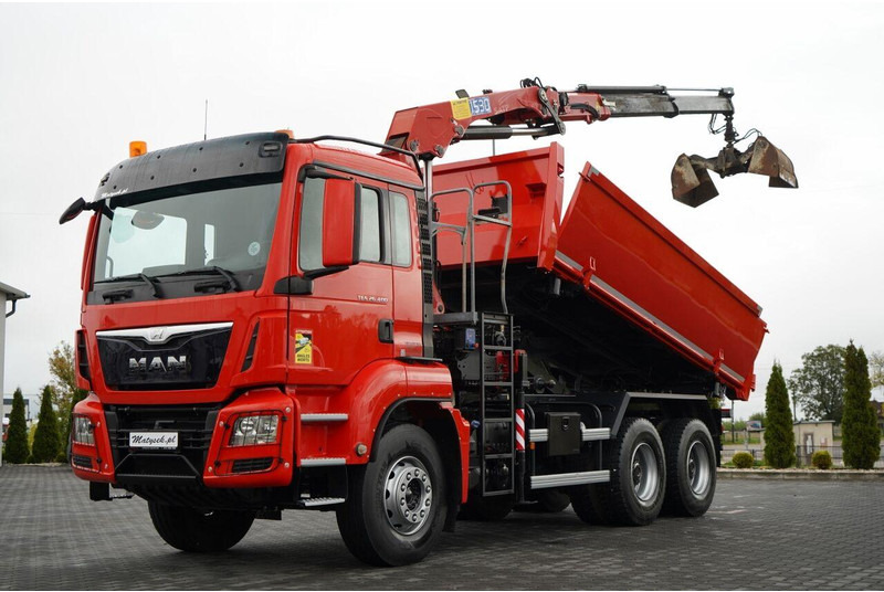MAN TGS 26.400 / 6x4 / WYWROTKA 2 STRONNA  + HDS HMF 1530 K2  / HYDR - Camión volquete, Camión grúa: foto 1 MAN TGS 26.400 / 6x4 / WYWROTKA 2 STRONNA  + HDS HMF 1530 K2  / HYDR - Camión volquete, Camión grúa: foto 1