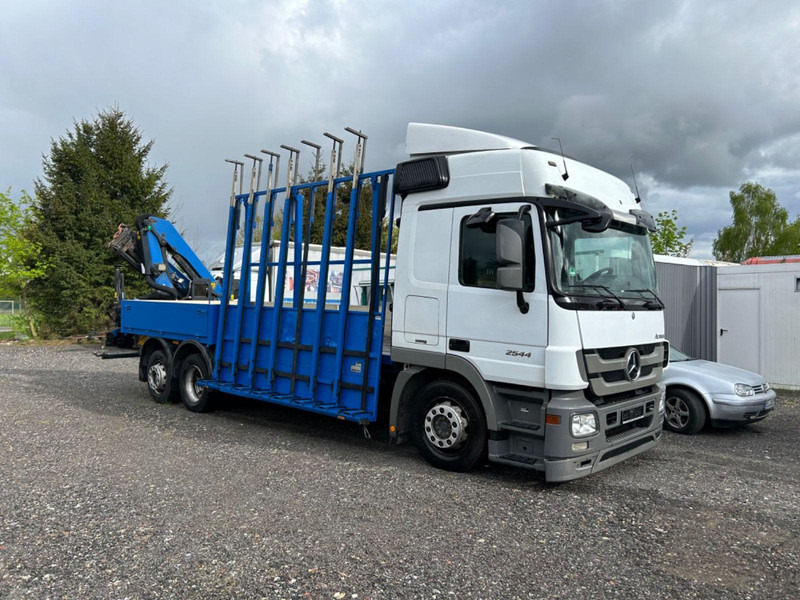 Mercedes-Benz Actros 2544 Glastransporter mit Palfinger Kran - Camión caja abierta, Camión grúa: foto 1 Mercedes-Benz Actros 2544 Glastransporter mit Palfinger Kran - Camión caja abierta, Camión grúa: foto 1