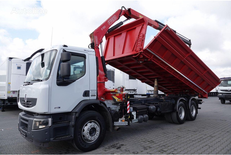 Renault LANDER 3 way tipper + crane FASSI 130 6x4 - Camión volquete, Camión grúa: foto 2 Renault LANDER 3 way tipper + crane FASSI 130 6x4 - Camión volquete, Camión grúa: foto 2