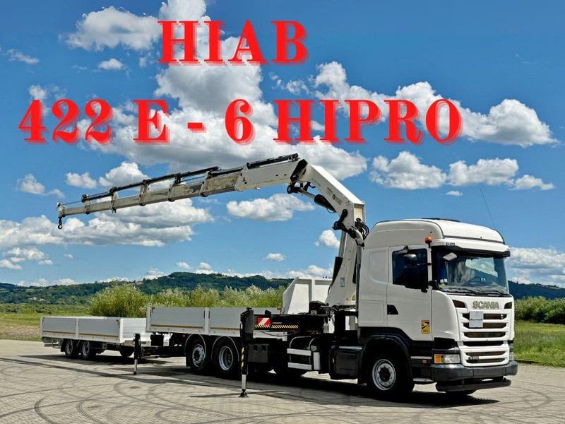 Scania R440 * HIAB 422 E-6 HIPRO + FUNK + Anhänger!*TOP - Camión caja abierta, Camión grúa: foto 1 Scania R440 * HIAB 422 E-6 HIPRO + FUNK + Anhänger!*TOP - Camión caja abierta, Camión grúa: foto 1