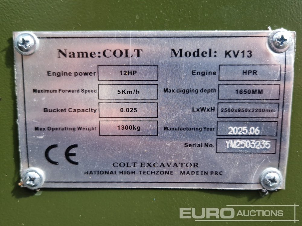 Miniexcavadora Unused 2025 Colt KV13: foto 23