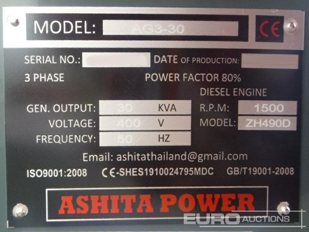 Generador industriale Unused Ashita Power AG3-30: foto 15